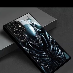 Alien Predator Black Glass Phone Case - Protective Design